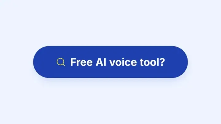 Animated checklist for free AI voice tools: commercial use allowed, no attribution or watermark, a monthly limit that fits, and MP3 or WAV download.